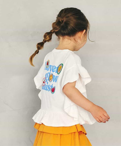 日本童裝 apres les cours 荷葉邊印花上衣 80-140cm 女童款 夏季 TOPS