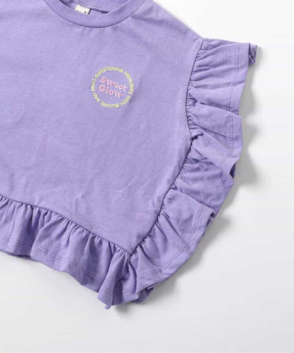 日本童裝 apres les cours 荷葉邊印花上衣 80-140cm 女童款 夏季 TOPS