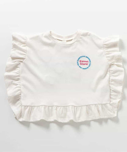 日本童裝 apres les cours 荷葉邊印花上衣 80-140cm 女童款 夏季 TOPS