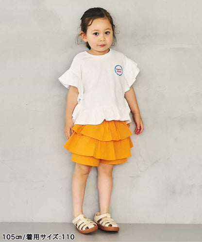 日本童裝 apres les cours 荷葉邊印花上衣 80-140cm 女童款 夏季 TOPS