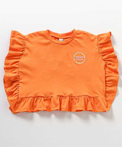 日本童裝 apres les cours 荷葉邊印花上衣 80-140cm 女童款 夏季 TOPS
