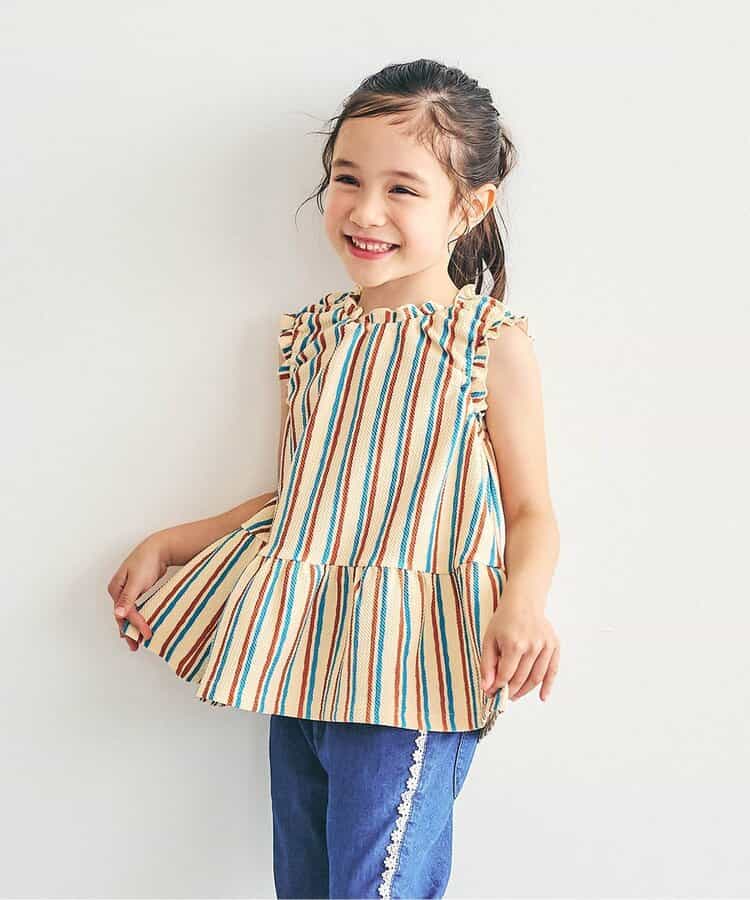 日本童裝 apres les cours 印花荷葉上衣 80-140cm 女童款 夏季 TOPS