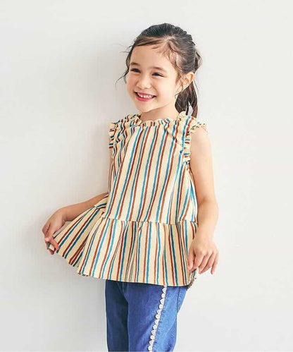 日本童裝 apres les cours 印花荷葉上衣 80-140cm 女童款 夏季 TOPS