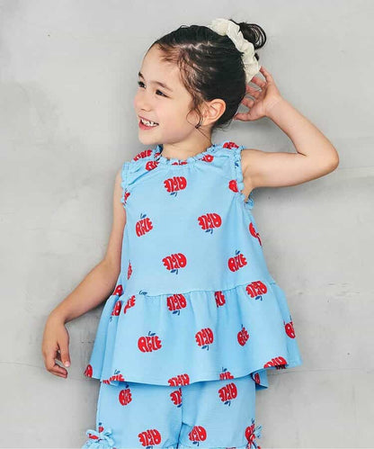 日本童裝 apres les cours 印花荷葉上衣 80-140cm 女童款 夏季 TOPS