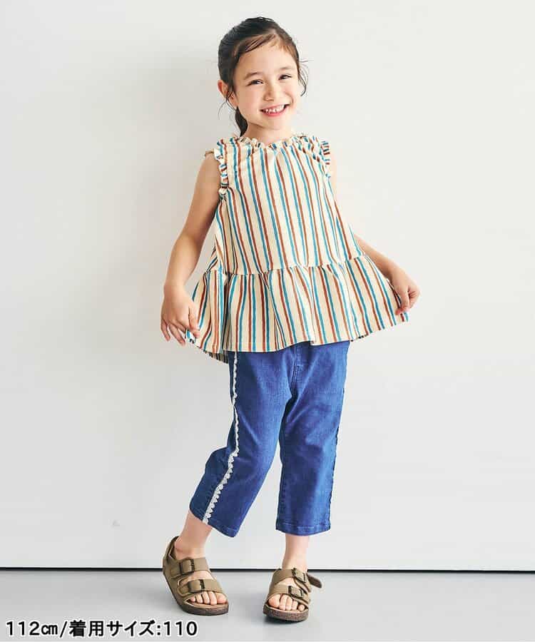 日本童裝 apres les cours 印花荷葉上衣 80-140cm 女童款 夏季 TOPS