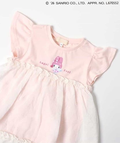 日本童裝 apres les cours x Sanrio  接觸冷感 薄紗拼接上衣 80-140cm 女童款 夏季 TOPS