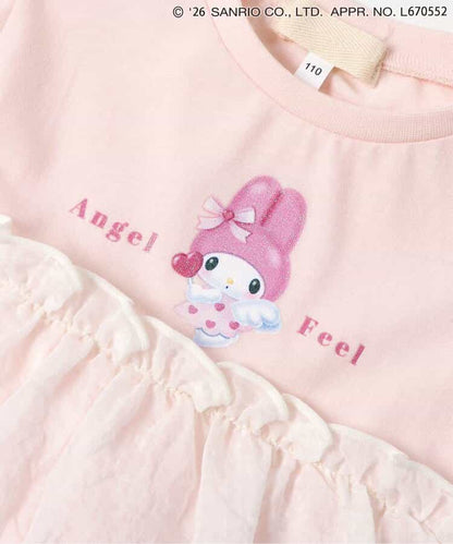 日本童裝 apres les cours x Sanrio  接觸冷感 薄紗拼接上衣 80-140cm 女童款 夏季 TOPS