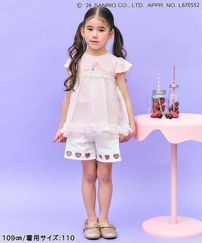 日本童裝 apres les cours x Sanrio  接觸冷感 薄紗拼接上衣 80-140cm 女童款 夏季 TOPS