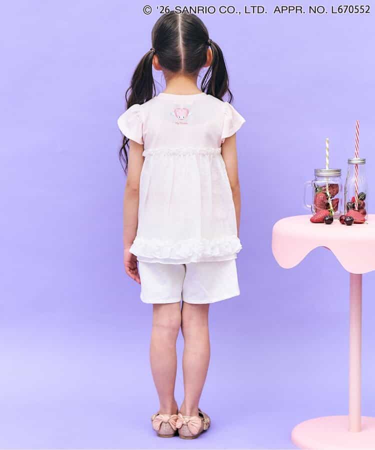 日本童裝 apres les cours x Sanrio  接觸冷感 薄紗拼接上衣 80-140cm 女童款 夏季 TOPS