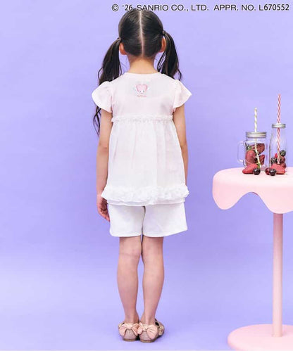 日本童裝 apres les cours x Sanrio  接觸冷感 薄紗拼接上衣 80-140cm 女童款 夏季 TOPS