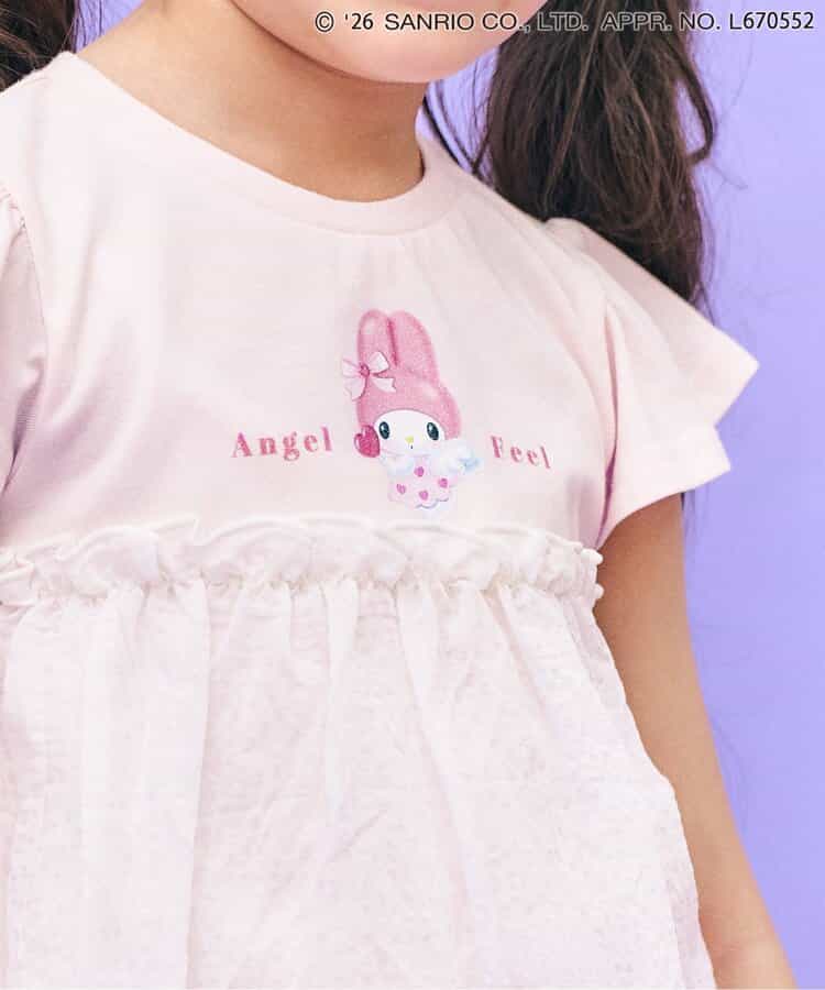 日本童裝 apres les cours x Sanrio  接觸冷感 薄紗拼接上衣 80-140cm 女童款 夏季 TOPS
