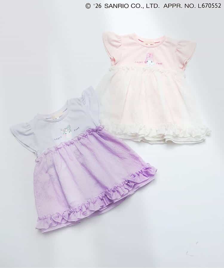 日本童裝 apres les cours x Sanrio  接觸冷感 薄紗拼接上衣 80-140cm 女童款 夏季 TOPS