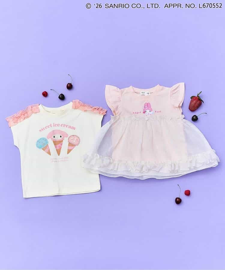 日本童裝 apres les cours x Sanrio  接觸冷感 雪糕圖案上衣 80-140cm 女童款 夏季 TOPS