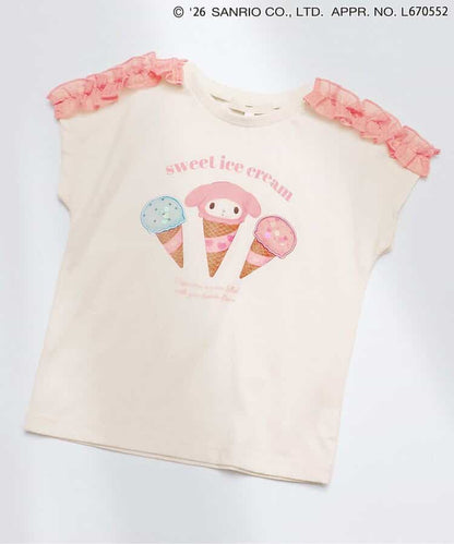 日本童裝 apres les cours x Sanrio  接觸冷感 雪糕圖案上衣 80-140cm 女童款 夏季 TOPS
