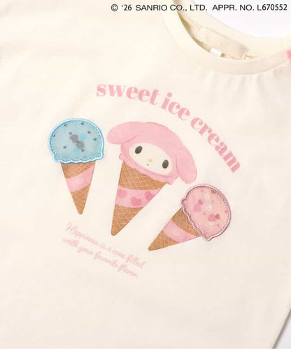 日本童裝 apres les cours x Sanrio  接觸冷感 雪糕圖案上衣 80-140cm 女童款 夏季 TOPS