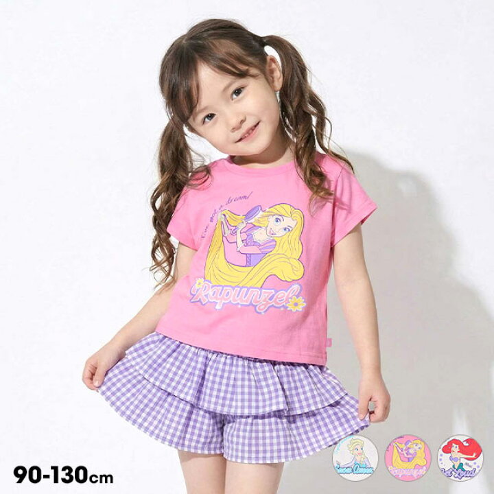 日本童裝 BDL x Disney 公主荷葉邊格紋兩件套裝 90-130cm 女童款 夏季 TOPS PANTS
