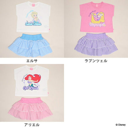日本童裝 BDL x Disney 公主荷葉邊格紋兩件套裝 90-130cm 女童款 夏季 TOPS PANTS