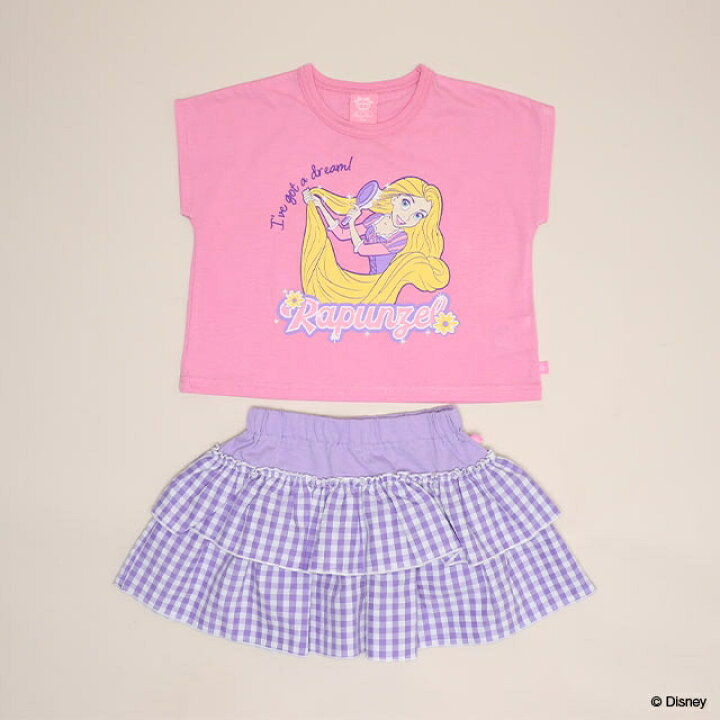 日本童裝 BDL x Disney 公主荷葉邊格紋兩件套裝 90-130cm 女童款 夏季 TOPS PANTS