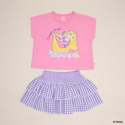 日本童裝 BDL x Disney 公主荷葉邊格紋兩件套裝 90-130cm 女童款 夏季 TOPS PANTS