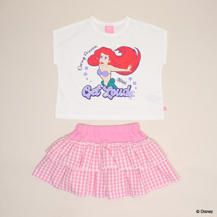 日本童裝 BDL x Disney 公主荷葉邊格紋兩件套裝 90-130cm 女童款 夏季 TOPS PANTS