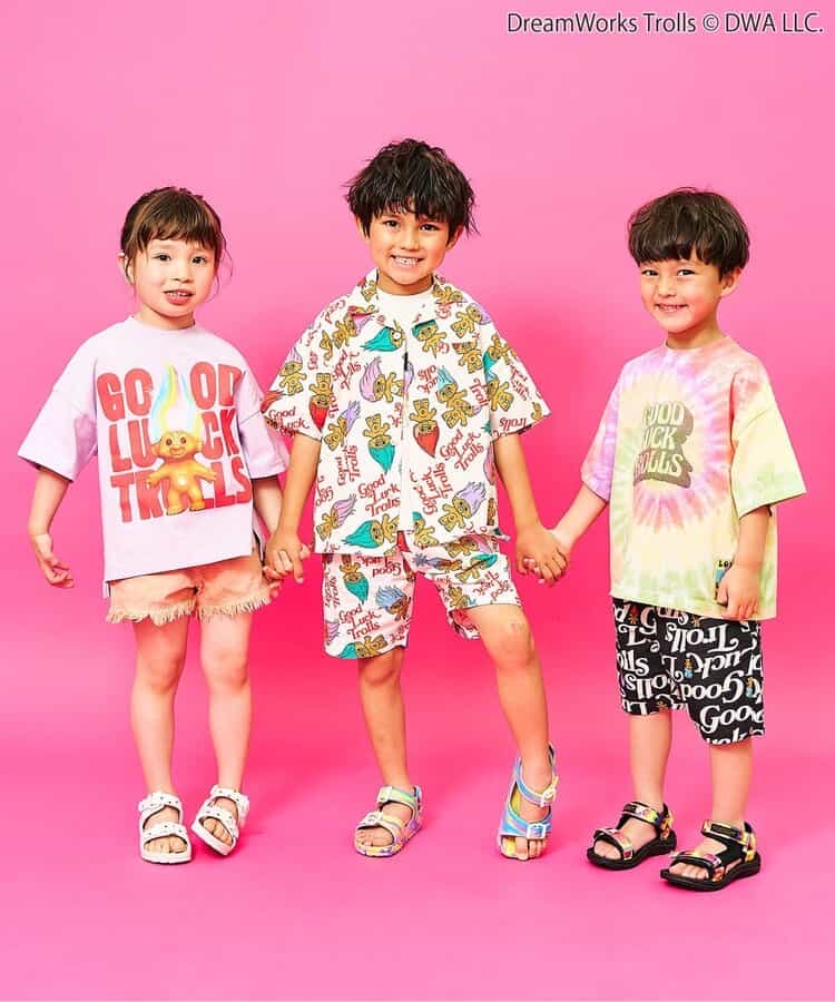 日本童裝 F.O.KIDS x Good Luck Trolls 扎染印花上衣 80-150cm 男童款/女童款 夏季 TOPS 其他品牌童裝