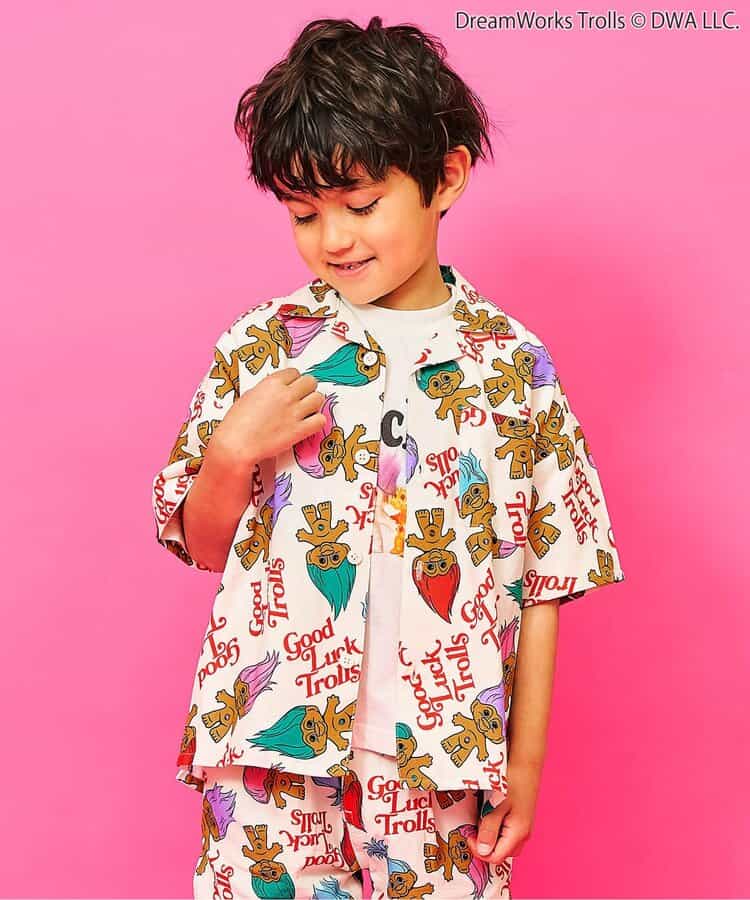 日本童裝 F.O.KIDS x Good Luck Trolls 全印花襯衫 80-150cm 男童款/女童款 夏季 TOPS 其他品牌童裝