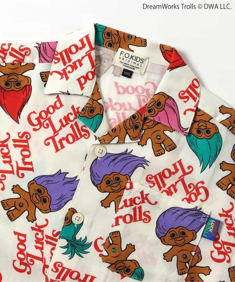 日本童裝 F.O.KIDS x Good Luck Trolls 全印花襯衫 80-150cm 男童款/女童款 夏季 TOPS 其他品牌童裝