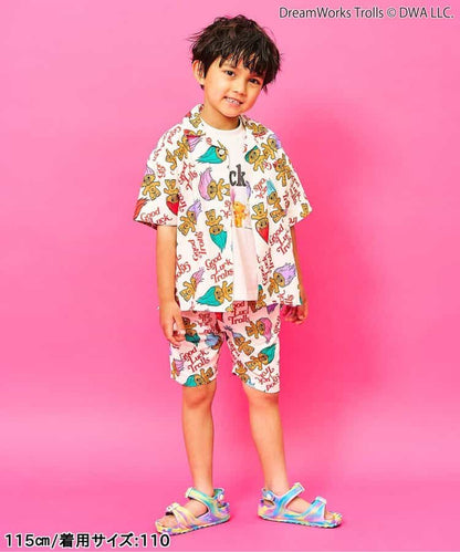 日本童裝 F.O.KIDS x Good Luck Trolls 全印花襯衫 80-150cm 男童款/女童款 夏季 TOPS 其他品牌童裝