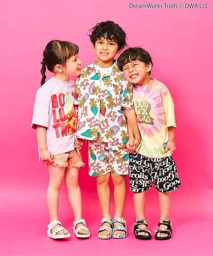 日本童裝 F.O.KIDS x Good Luck Trolls 全印花襯衫 80-150cm 男童款/女童款 夏季 TOPS 其他品牌童裝