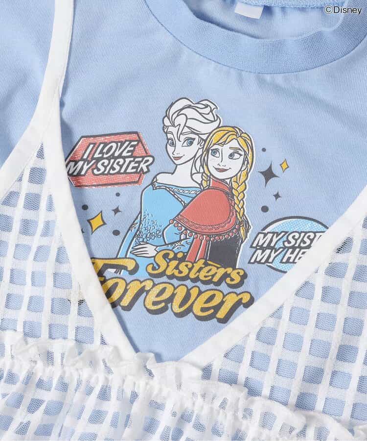 日本童裝 apres les cours x Disney Frozen/公主 假兩件薄紗連身裙 80-140cm 女童款 夏季 DRESSES