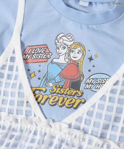 日本童裝 apres les cours x Disney Frozen/公主 假兩件薄紗連身裙 80-140cm 女童款 夏季 DRESSES