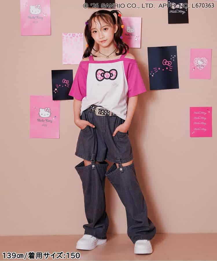 日本童裝 algy x Sanrio Hello Kitty 露肩款上衣 130-160cm 女童款 夏季  TOPS  其他品牌童裝