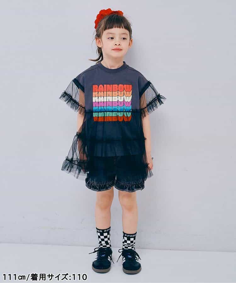 日本童裝 p.premier 彩虹字母拼接薄紗上衣 80-140cm 女童款 夏季  TOPS