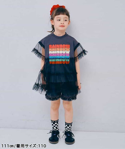 日本童裝 p.premier 彩虹字母拼接薄紗上衣 80-140cm 女童款 夏季  TOPS