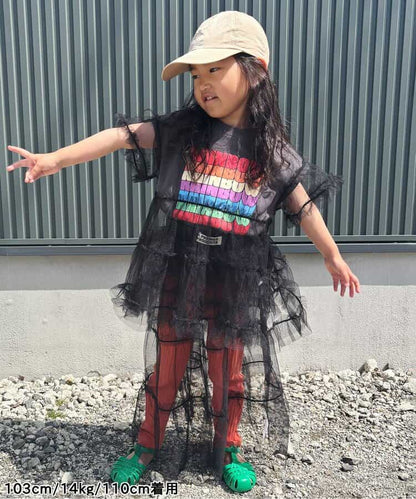 日本童裝 p.premier 彩虹字母拼接薄紗上衣 80-140cm 女童款 夏季  TOPS