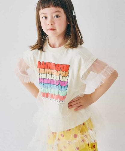 日本童裝 p.premier 彩虹字母拼接薄紗上衣 80-140cm 女童款 夏季  TOPS