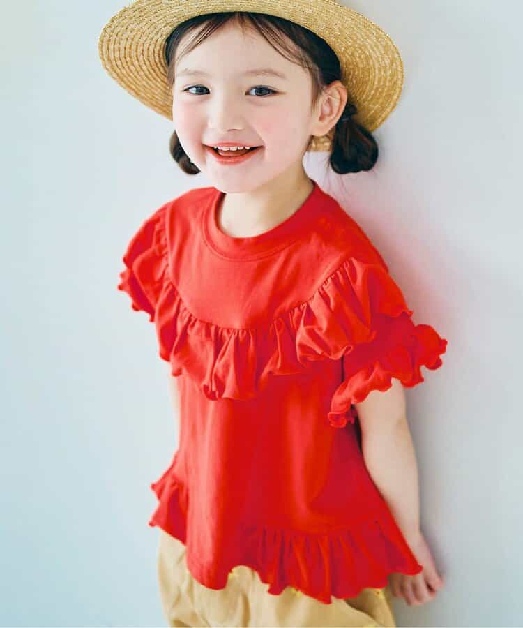 日本童裝 p.premier 彈性荷葉邊寬鬆上衣 80-140cm 女童款 夏季  TOPS