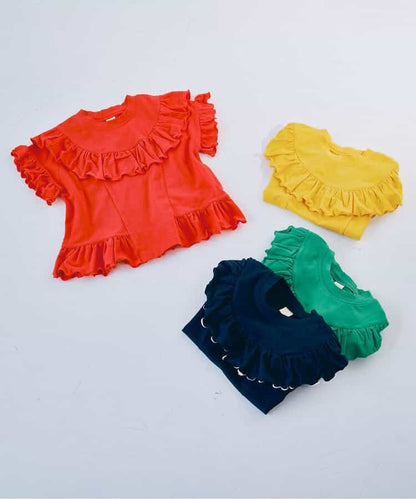 日本童裝 p.premier 彈性荷葉邊寬鬆上衣 80-140cm 女童款 夏季  TOPS