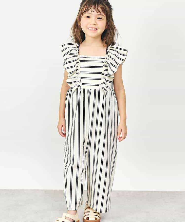 日本童裝 apres les cours 吸水速乾 條紋波點荷葉邊背帶褲 90-140cm 女童款 夏季 Jumpsuit