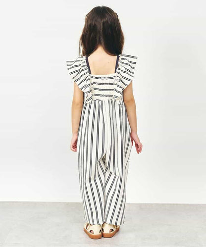 日本童裝 apres les cours 吸水速乾 條紋波點荷葉邊背帶褲 90-140cm 女童款 夏季 Jumpsuit