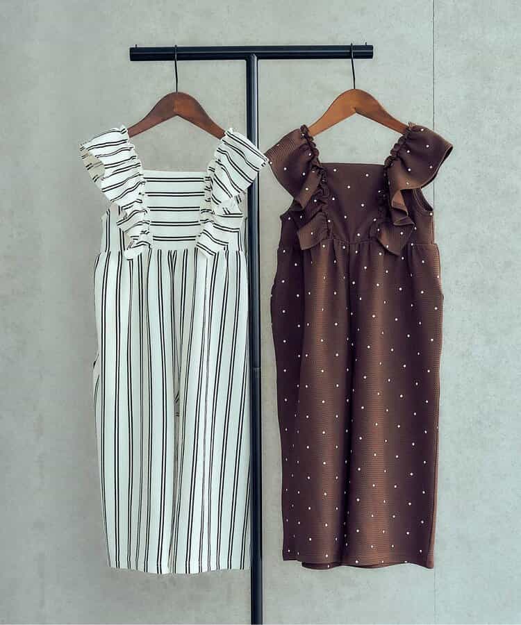 日本童裝 apres les cours 吸水速乾 條紋波點荷葉邊背帶褲 90-140cm 女童款 夏季 Jumpsuit