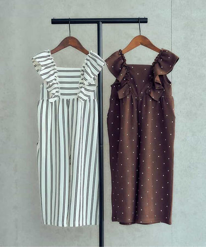 日本童裝 apres les cours 吸水速乾 條紋波點荷葉邊背帶褲 90-140cm 女童款 夏季 Jumpsuit