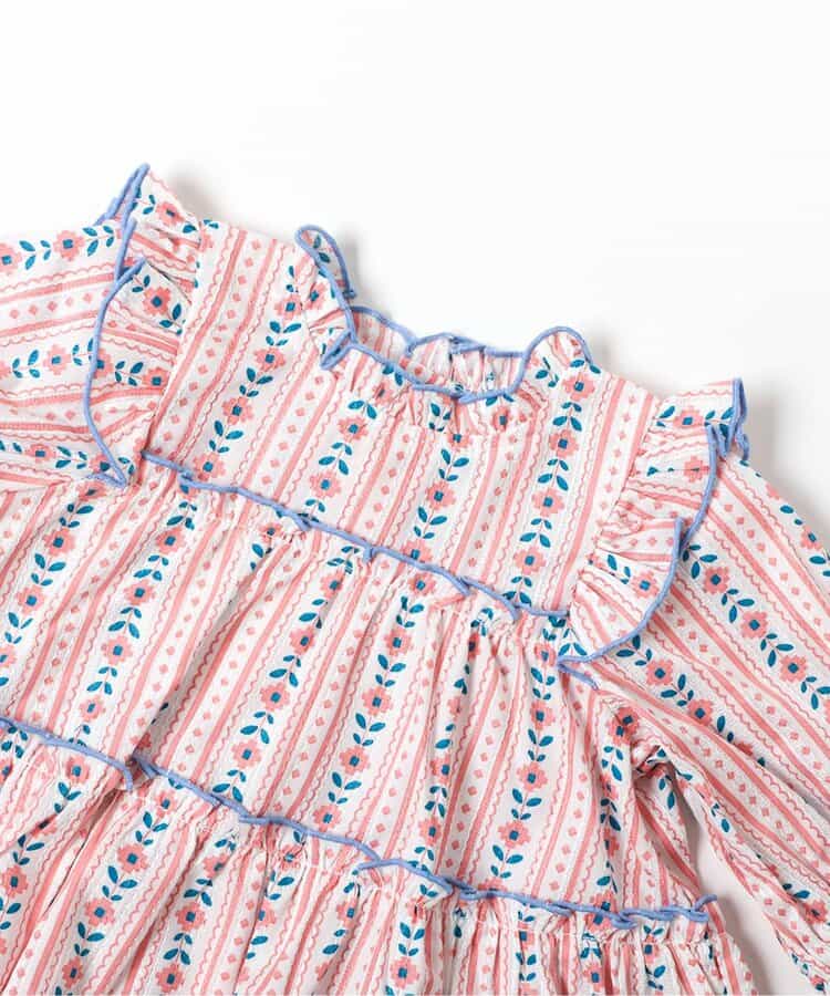 日本童裝 apres les cours 花卉條紋上衣及燈籠褲套裝 70-80cm 女童款 夏季 TOPS PANTS