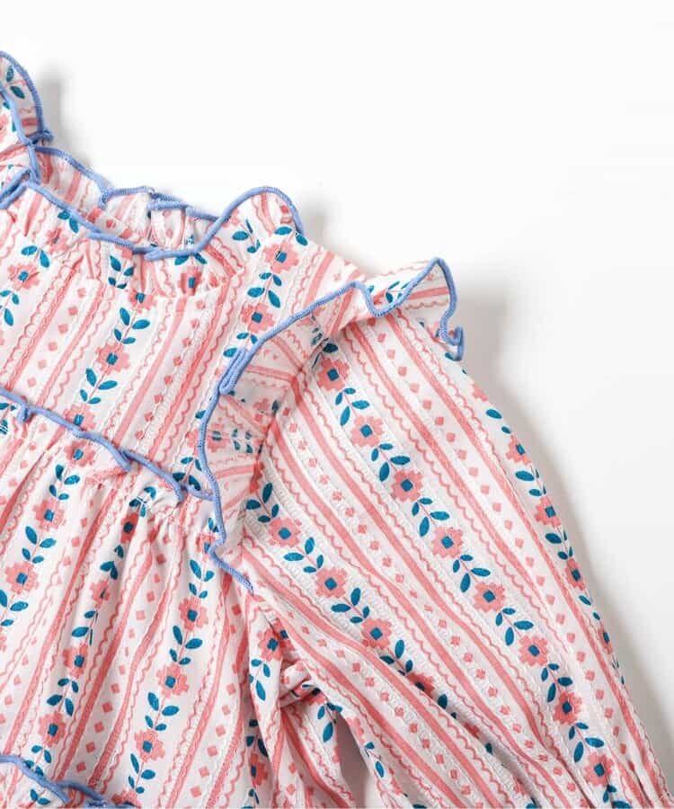 日本童裝 apres les cours 花卉條紋上衣及燈籠褲套裝 70-80cm 女童款 夏季 TOPS PANTS