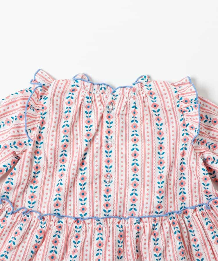 日本童裝 apres les cours 花卉條紋上衣及燈籠褲套裝 70-80cm 女童款 夏季 TOPS PANTS