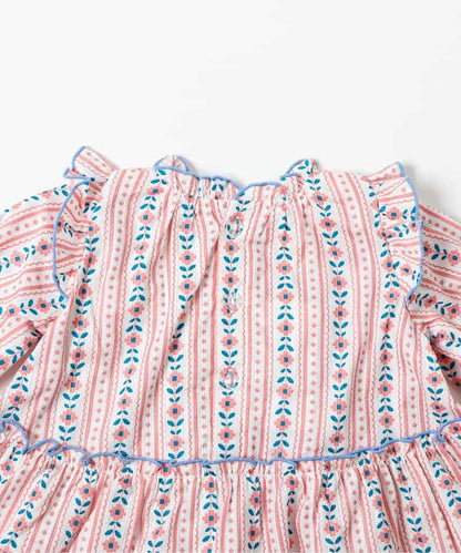 日本童裝 apres les cours 花卉條紋上衣及燈籠褲套裝 70-80cm 女童款 夏季 TOPS PANTS
