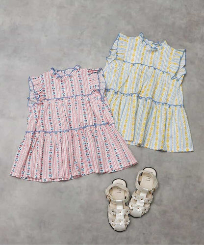 日本童裝 apres les cours 無袖荷葉邊上衣 90-130cm 女童款 夏季 DRESSES
