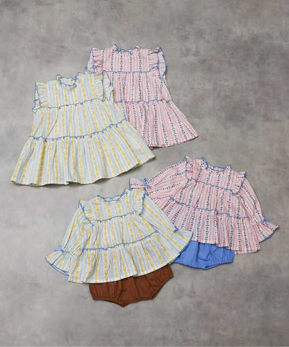 日本童裝 apres les cours 無袖荷葉邊上衣 90-130cm 女童款 夏季 DRESSES