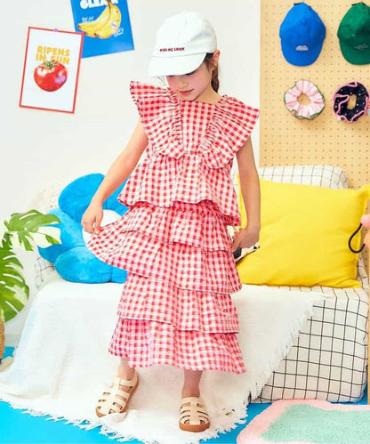 日本童裝 apres les cours 層疊荷葉邊半身裙 90-130cm 女童款 夏季 SKIRTS