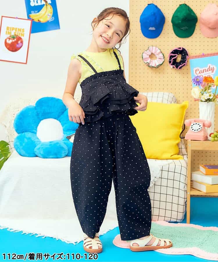 日本童裝 apres les cours 吊帶層疊荷葉邊上衣 90-140cm 女童款 夏季 TOPS